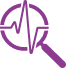 icon with a magnifying glass showing monitoring